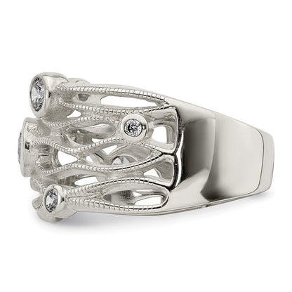 Sterling Silver Fancy Cz Ring