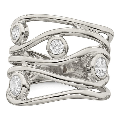 Sterling Silver Fancy Cz Ring