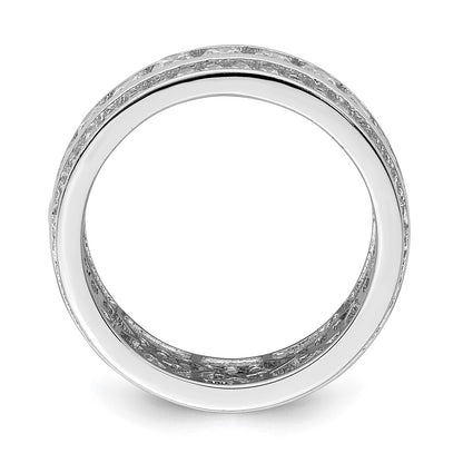 Sterling Silver Rhodium Plated Cz 3 Row Eternity Ring