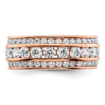 Rose Plated Sterling Silver Cz 3 Row Eternity Ring (Size 6 Only)