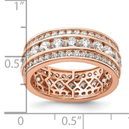 Rose Plated Sterling Silver Cz 3 Row Eternity Ring (Size 6 Only)