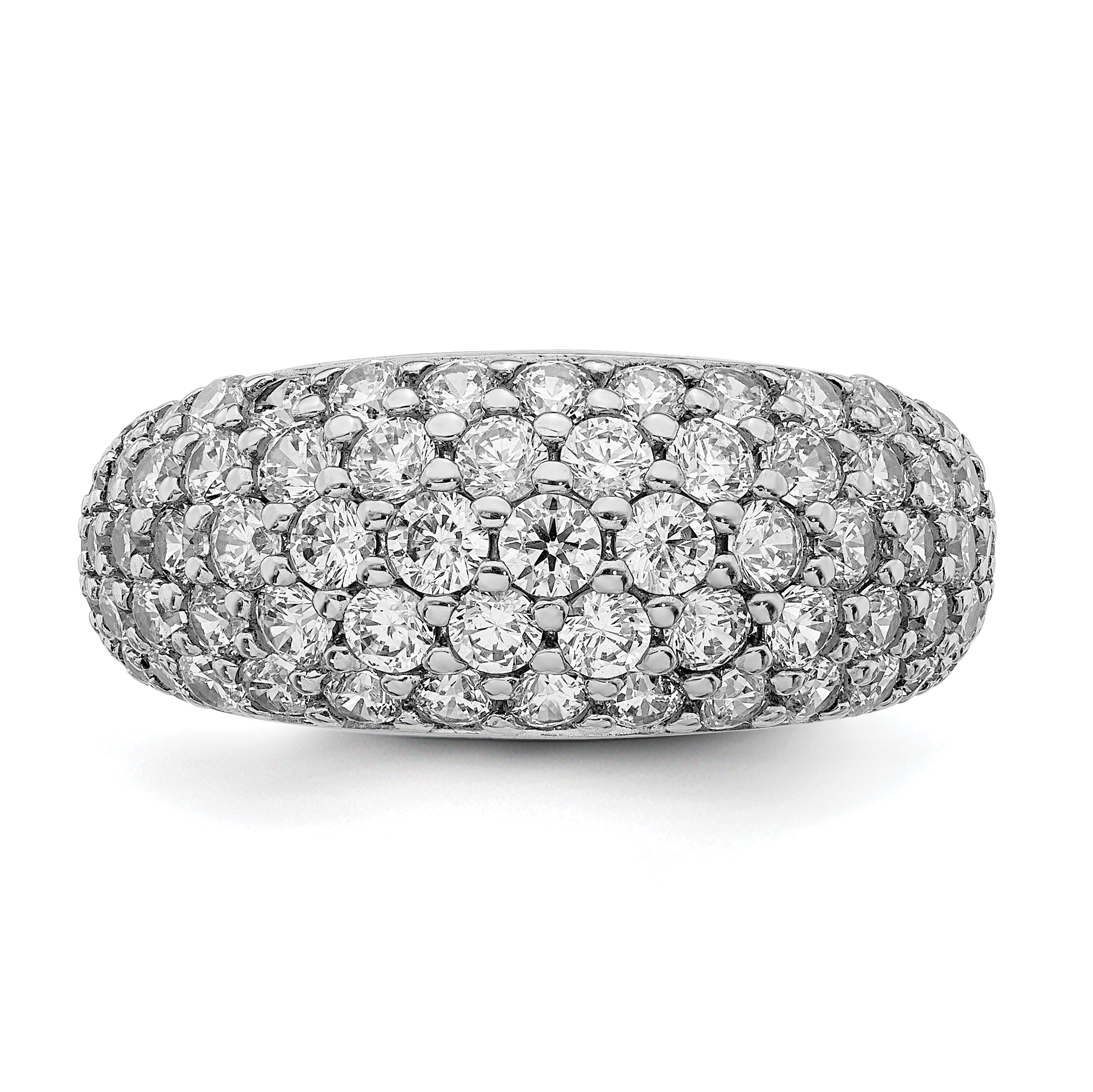 Sterling Silver Rhodium Plated Cz Ring (Size 7 Only)
