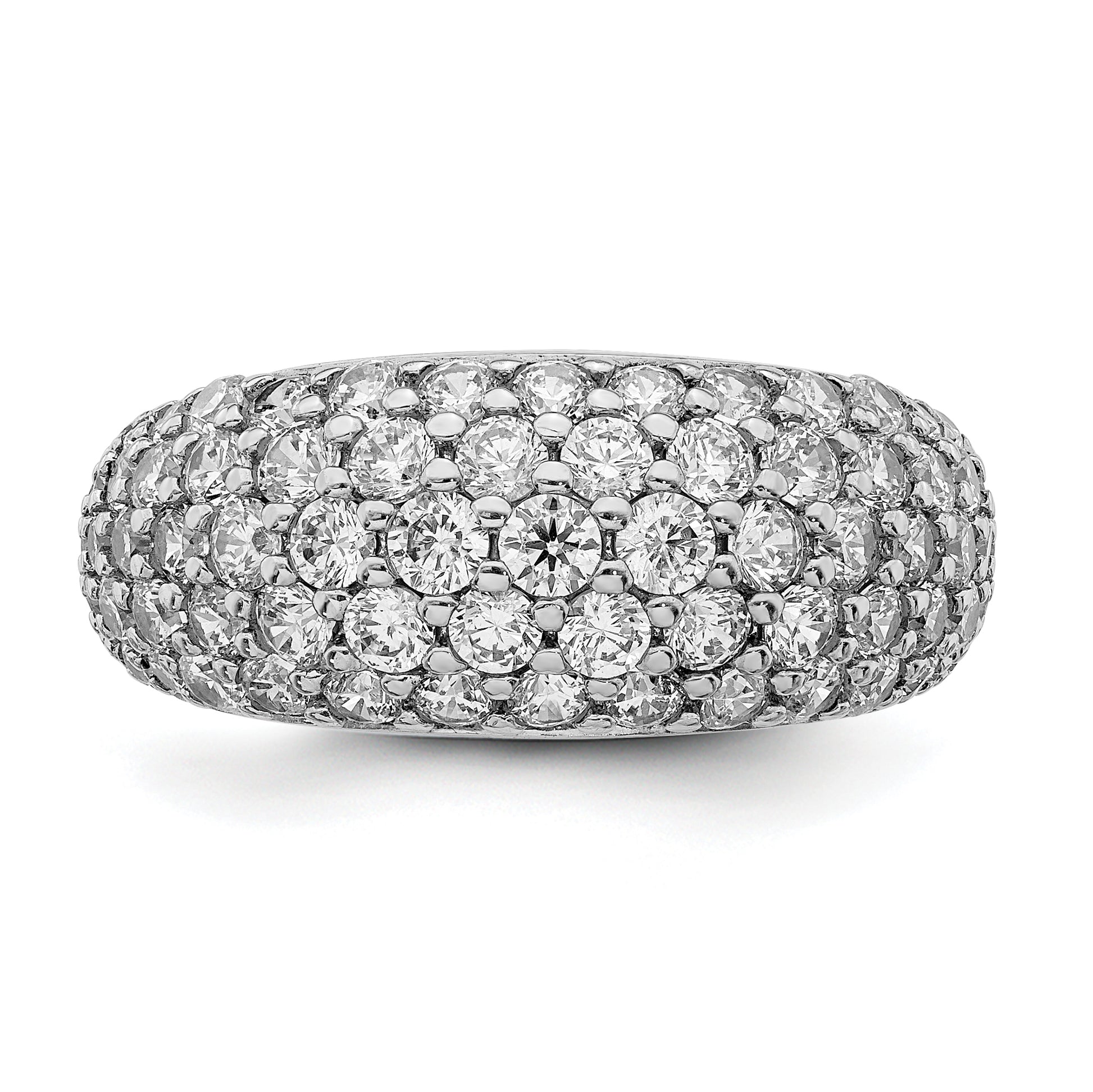 Sterling Silver Rhodium Plated Cz Ring (Size 7 Only)