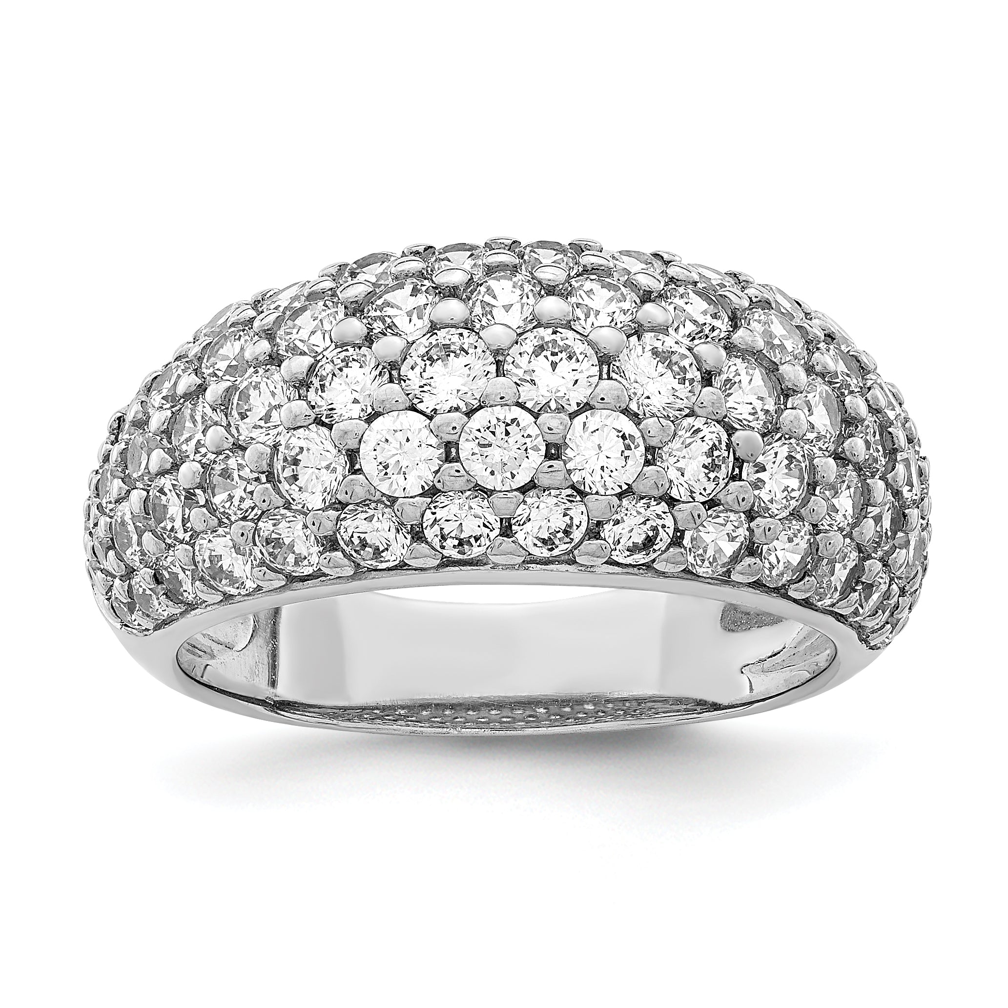 Sterling Silver Rhodium Plated Cz Ring (Size 7 Only)