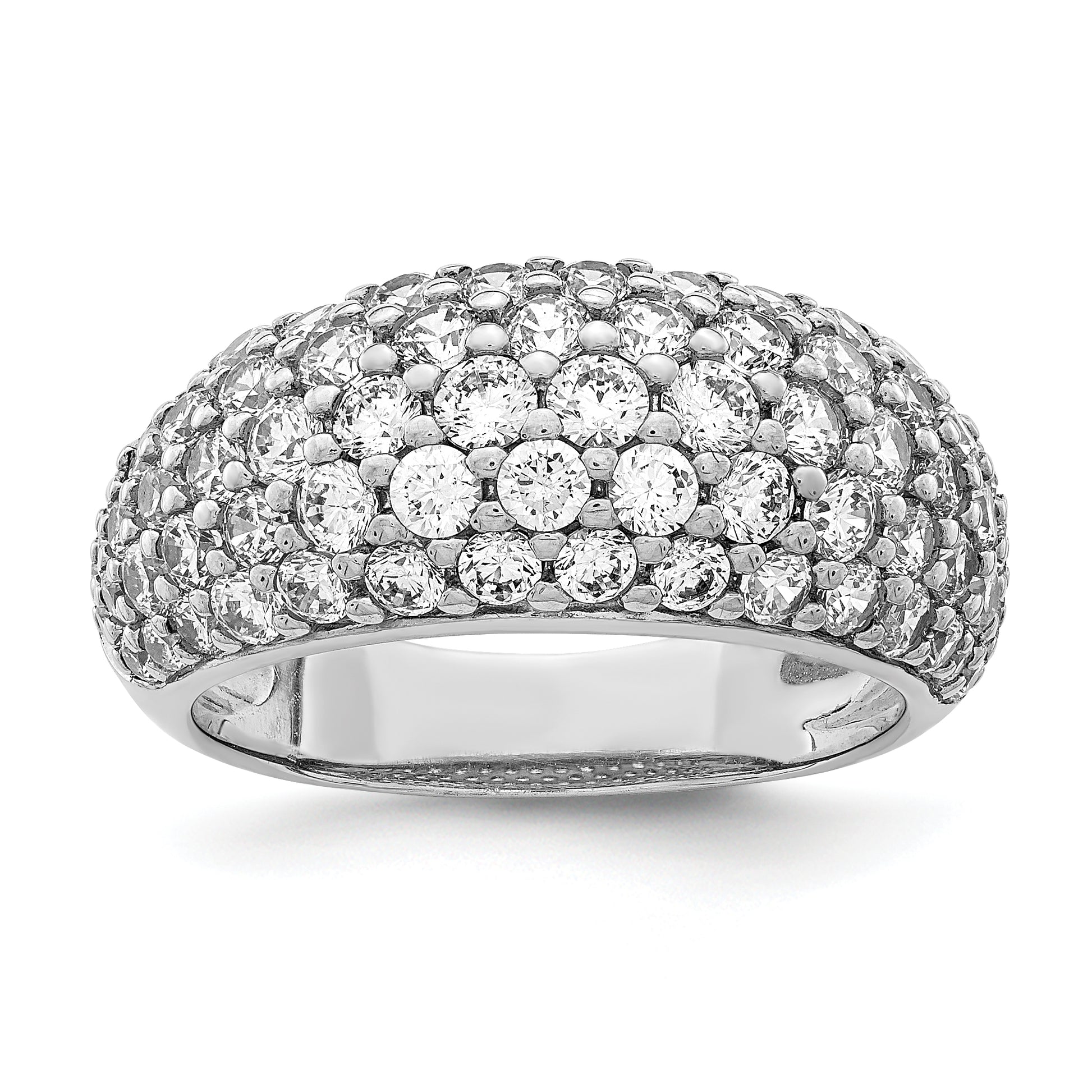 Sterling Silver Rhodium Plated Cz Ring (Size 7 Only)