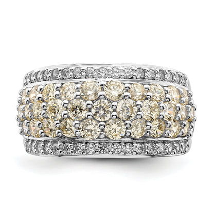 Sterling Silver Rhodium Plated Yellow & White Cz Fancy Ring (Size 6 Only)