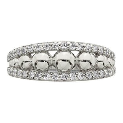 Sterling Silver Cz Beads Ring