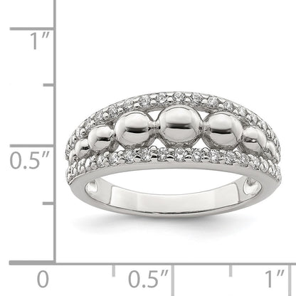 Sterling Silver Cz Beads Ring
