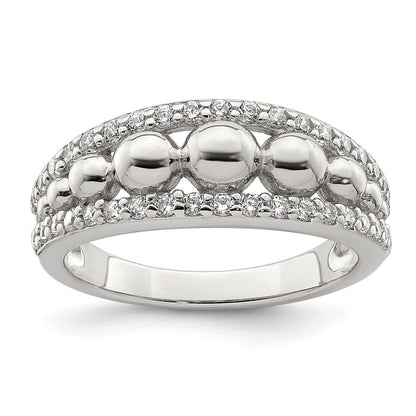 Sterling Silver Cz Beads Ring