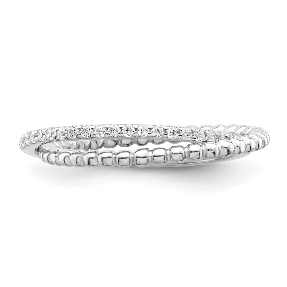 Sterling Silver Rhodium Plated Cz Ring