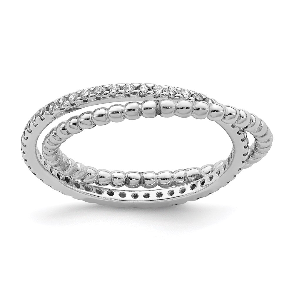 Sterling Silver Rhodium Plated Cz Ring