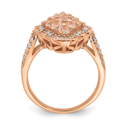 Sterling Silver Rose Gold Plated Imitation Pinksapphire/Cz Ring (Size 6 Only)