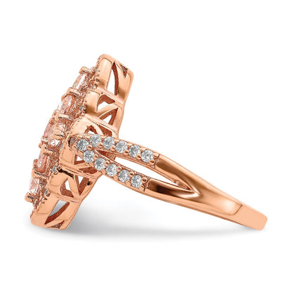 Sterling Silver Rose Gold Plated Imitation Pinksapphire/Cz Ring (Size 6 Only)