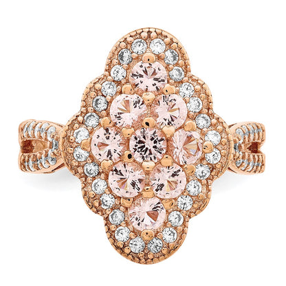 Sterling Silver Rose Gold Plated Imitation Pinksapphire/Cz Ring (Size 6 Only)