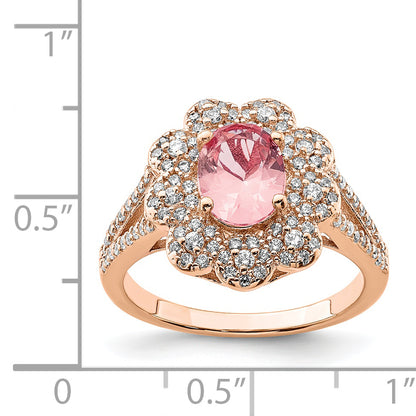 Sterling Silver Rose Gold Plated Imitation Pinksapphire/Cz Ring