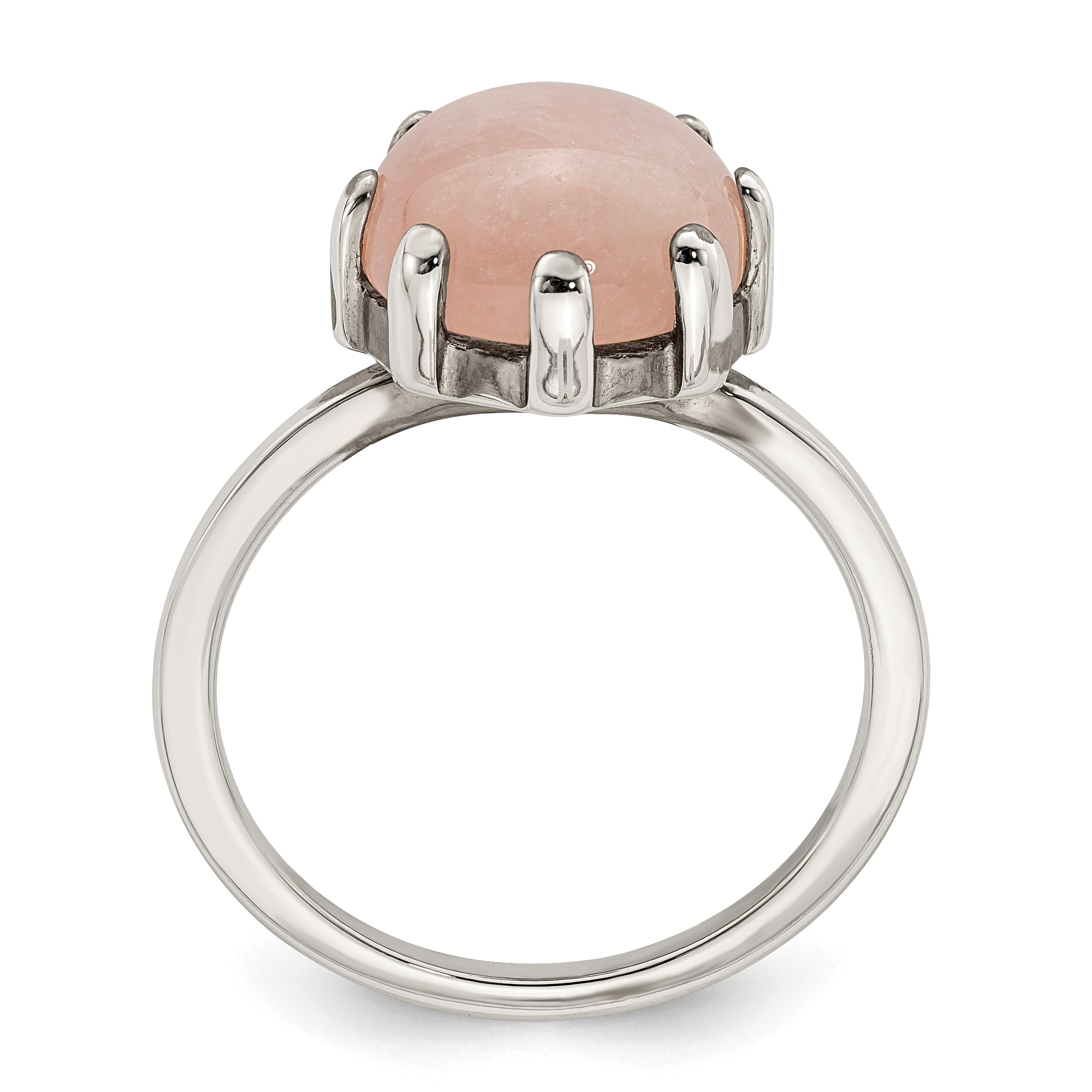 Sterling Silver Rose Tone And Pink Chalcedony Stone Ring