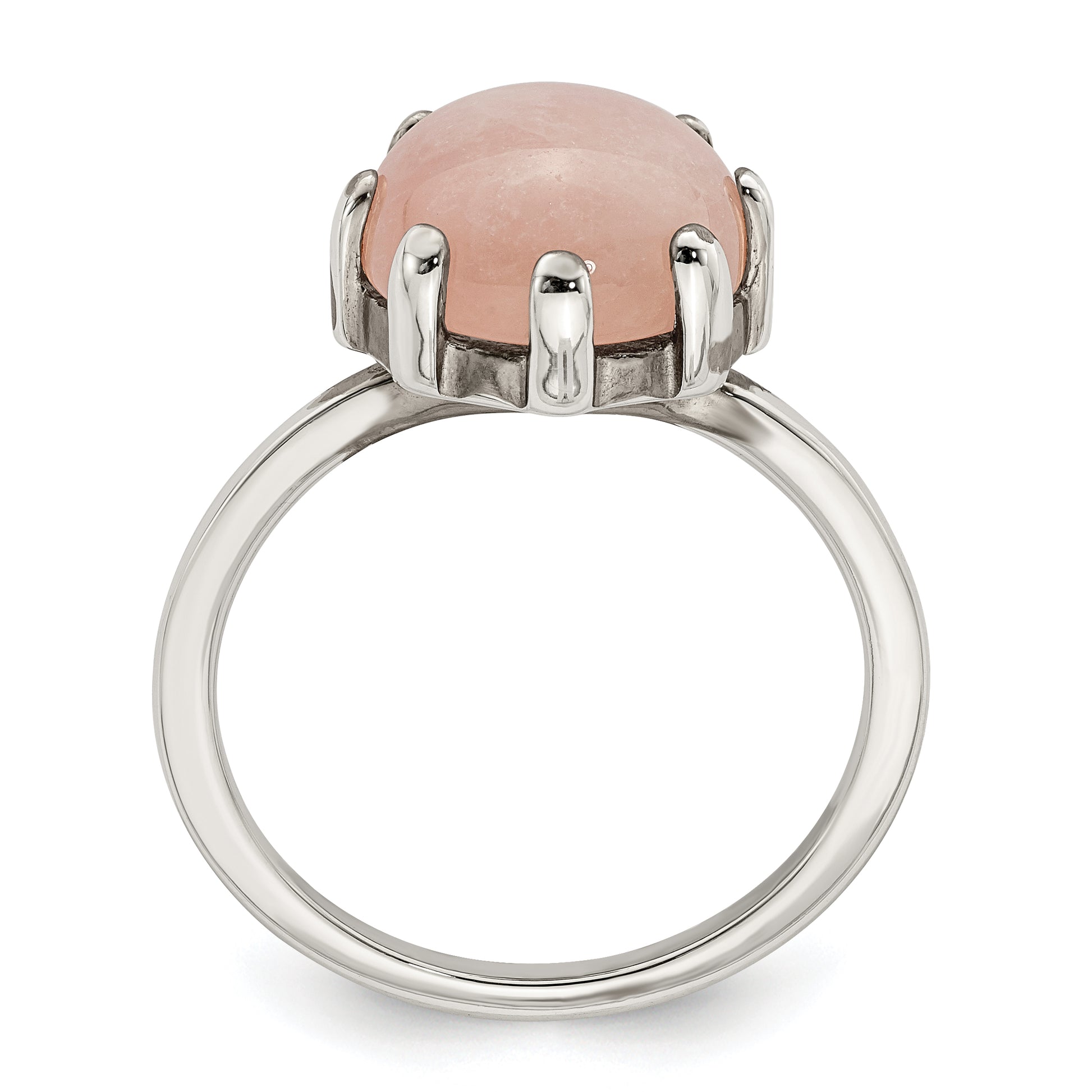Sterling Silver Rose Tone And Pink Chalcedony Stone Ring