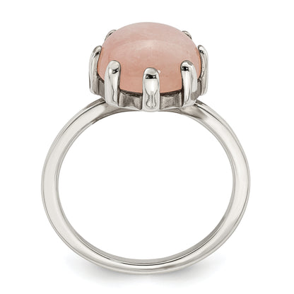 Sterling Silver Rose Tone And Pink Chalcedony Stone Ring