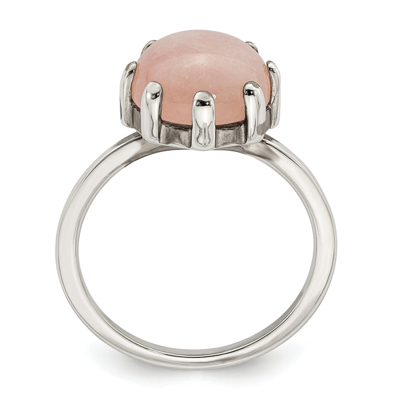 Sterling Silver Rose Tone And Pink Chalcedony Stone Ring