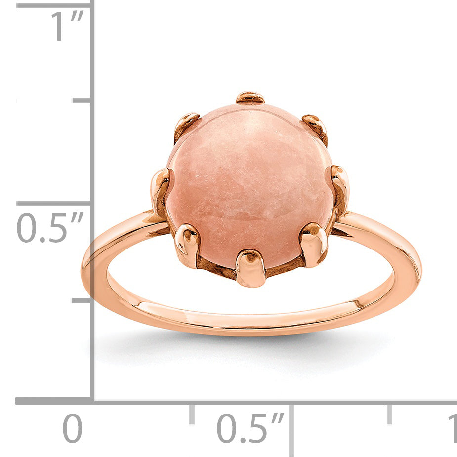 Sterling Silver Rose Tone And Pink Chalcedony Stone Ring