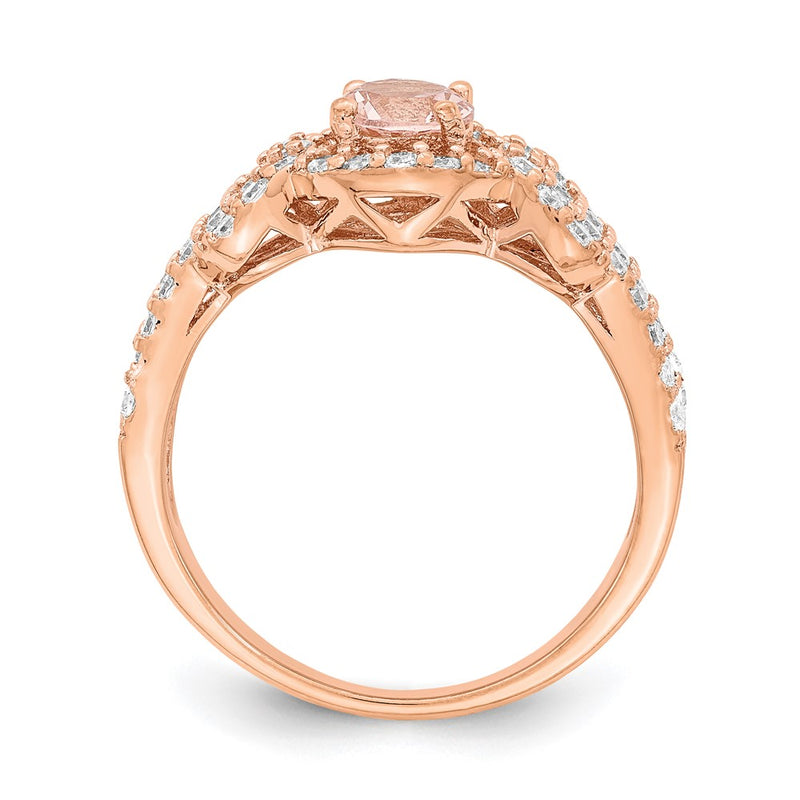 Sterling Silver Rose Gold Plated Imitation Pinksapphire/Cz Ring (Size 6 Only)