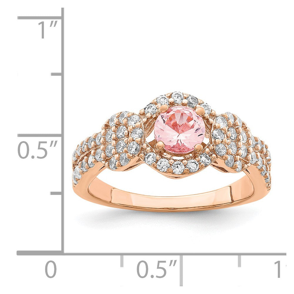 Sterling Silver Rose Gold Plated Imitation Pinksapphire/Cz Ring (Size 6 Only)