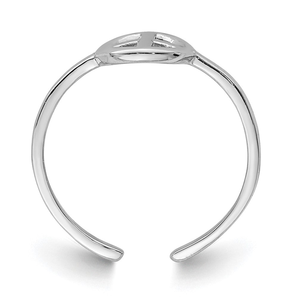 Sterling Silver Rhodium Plated Peace Sign Toe Ring