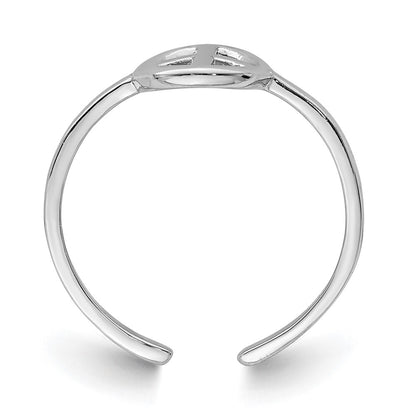 Sterling Silver Rhodium Plated Peace Sign Toe Ring