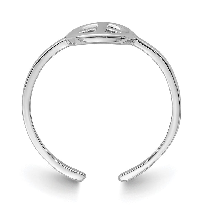 Sterling Silver Rhodium Plated Peace Sign Toe Ring