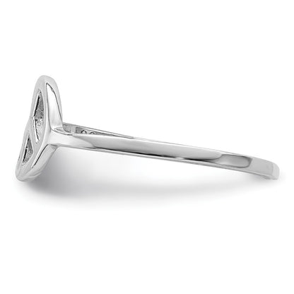 Sterling Silver Rhodium Plated Peace Sign Toe Ring
