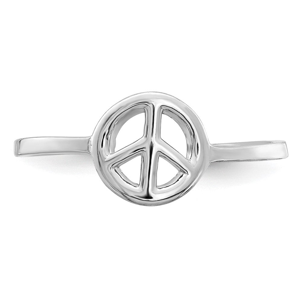 Sterling Silver Rhodium Plated Peace Sign Toe Ring