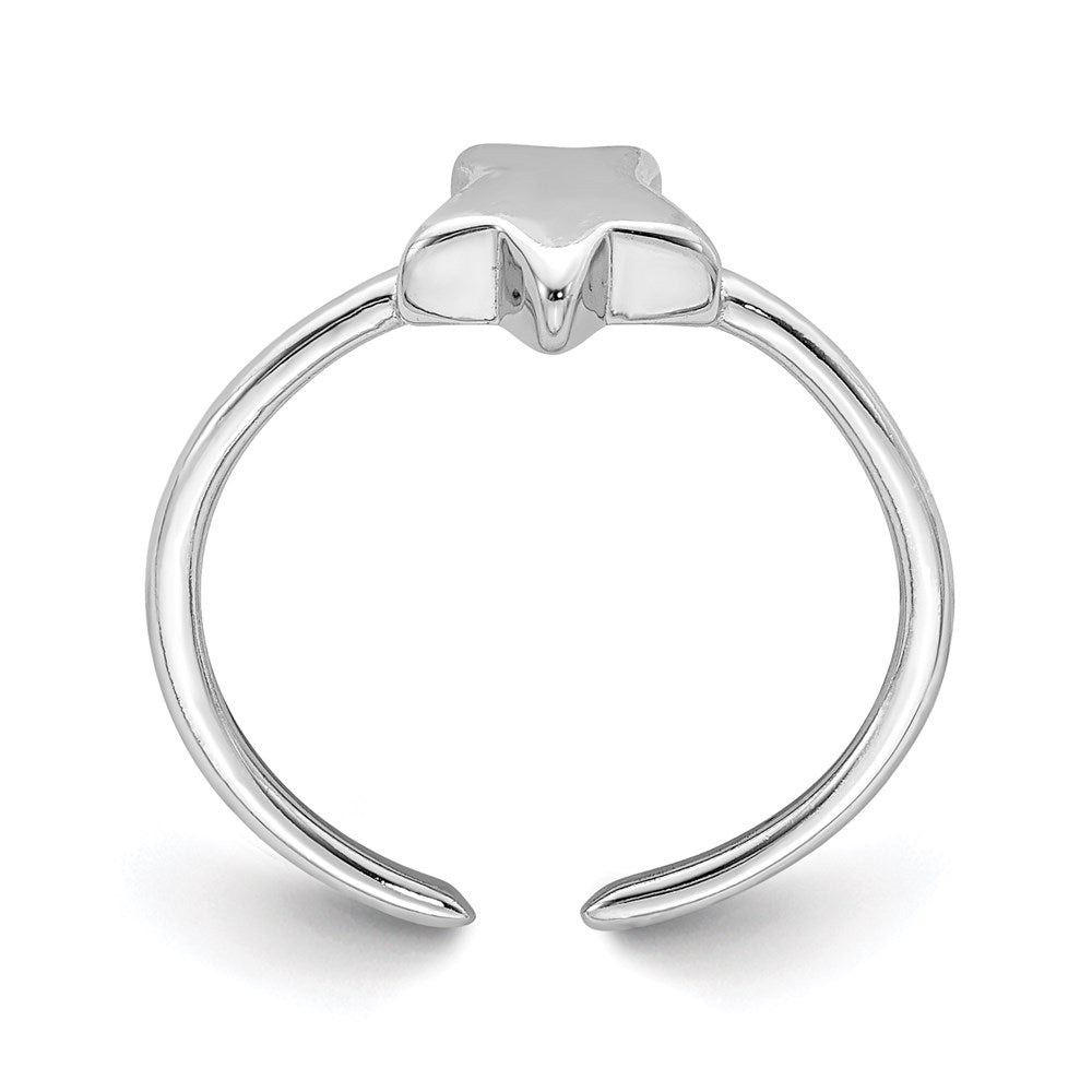 Sterling Silver Rhodium Plated Polished Star Toe Ring