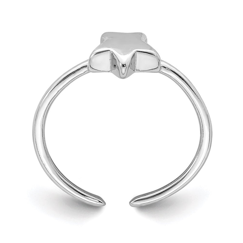 Sterling Silver Rhodium Plated Polished Star Toe Ring