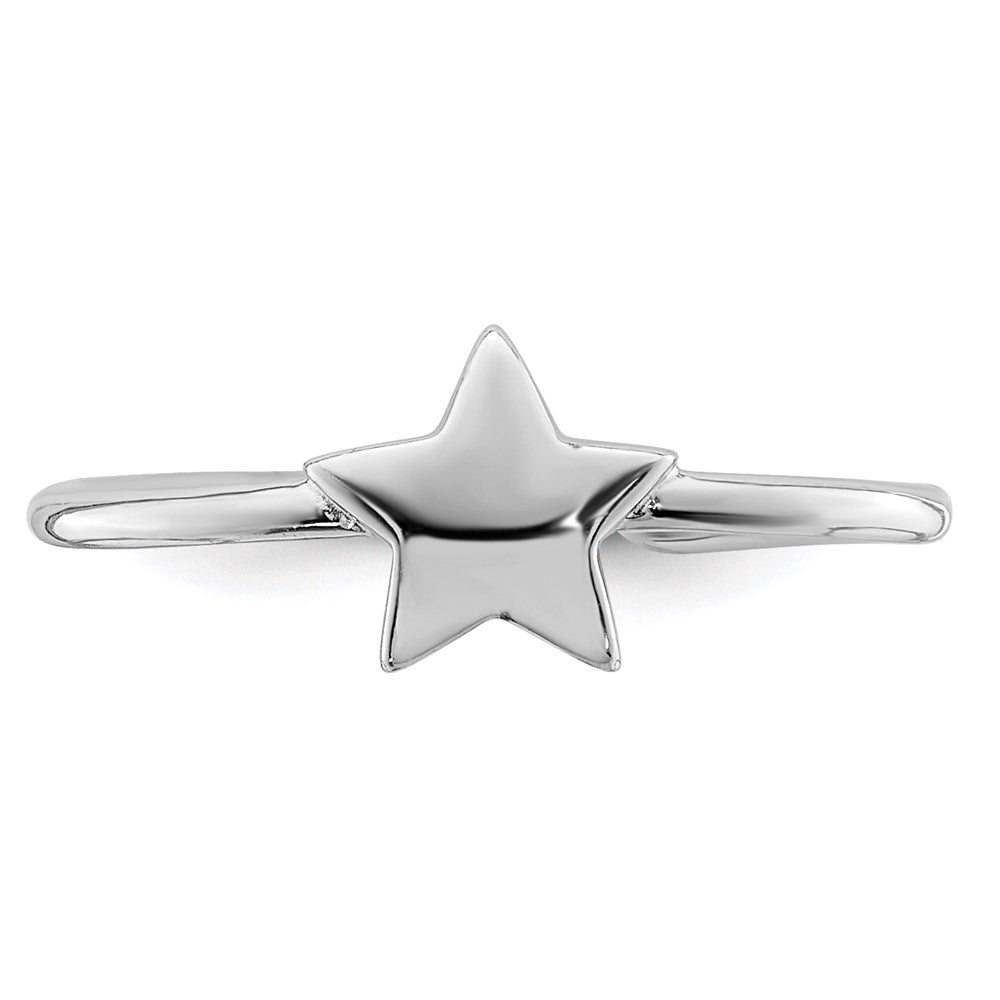 Sterling Silver Rhodium Plated Polished Star Toe Ring
