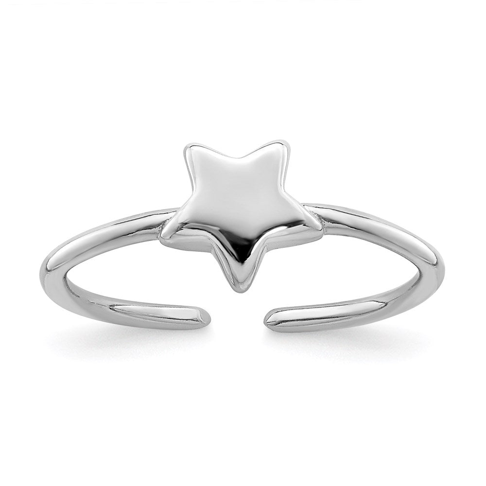 Sterling Silver Rhodium Plated Polished Star Toe Ring