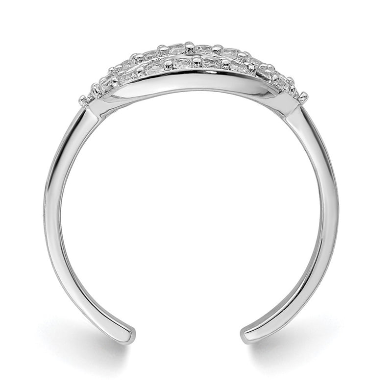 Sterling Silver Rhodium Plated Enameled & Cz Eye Toe Ring