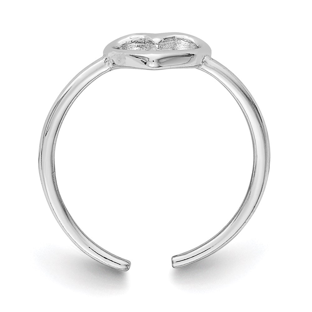 Sterling Silver Rhodium Plated Polished Heart Toe Ring