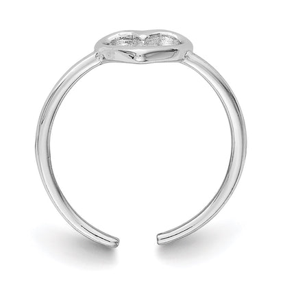 Sterling Silver Rhodium Plated Polished Heart Toe Ring