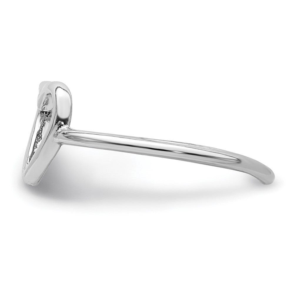 Sterling Silver Rhodium Plated Polished Heart Toe Ring