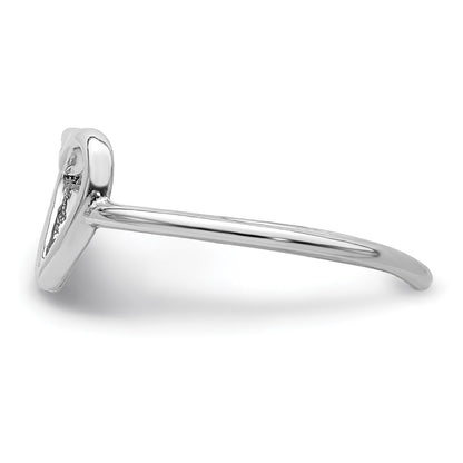 Sterling Silver Rhodium Plated Polished Heart Toe Ring