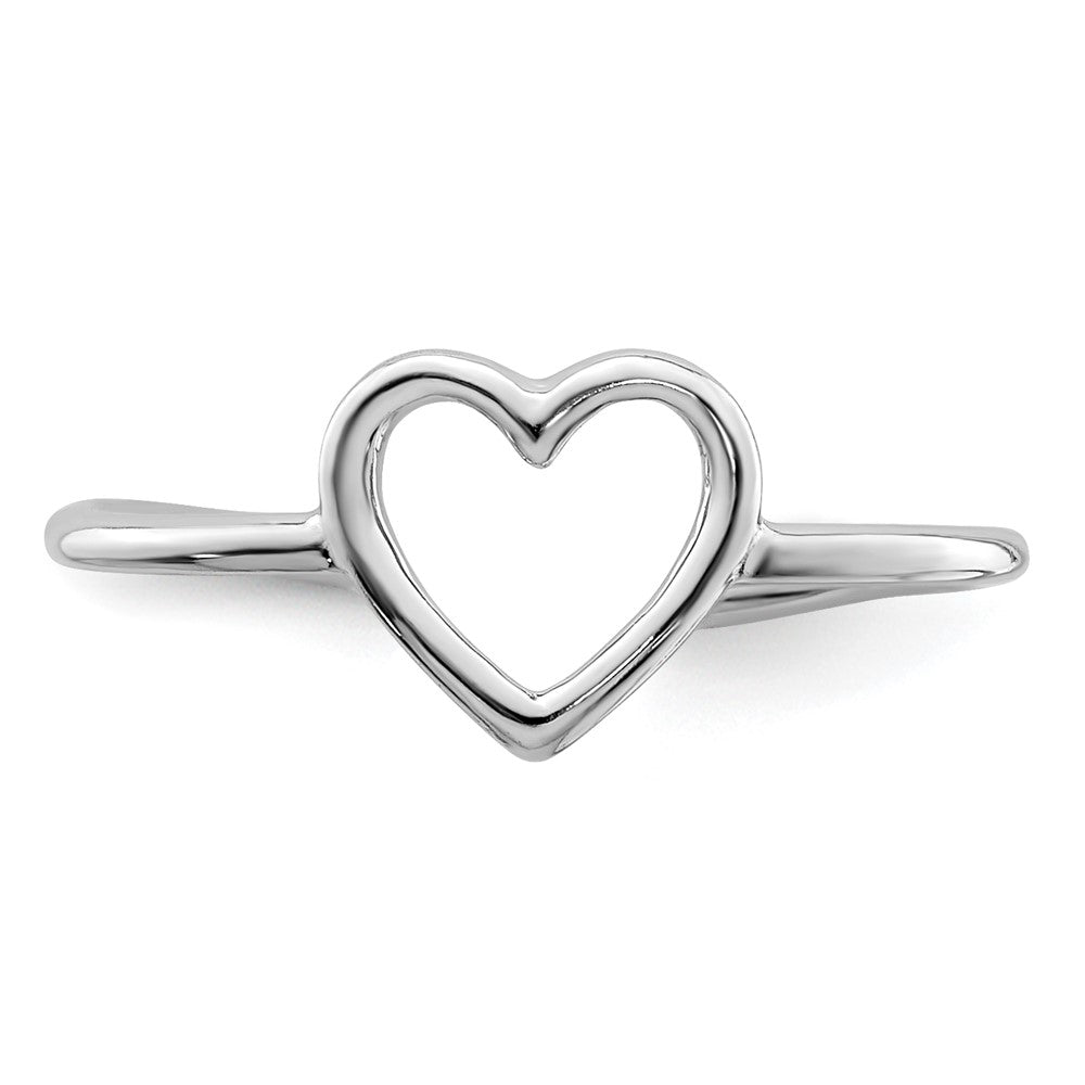 Sterling Silver Rhodium Plated Polished Heart Toe Ring