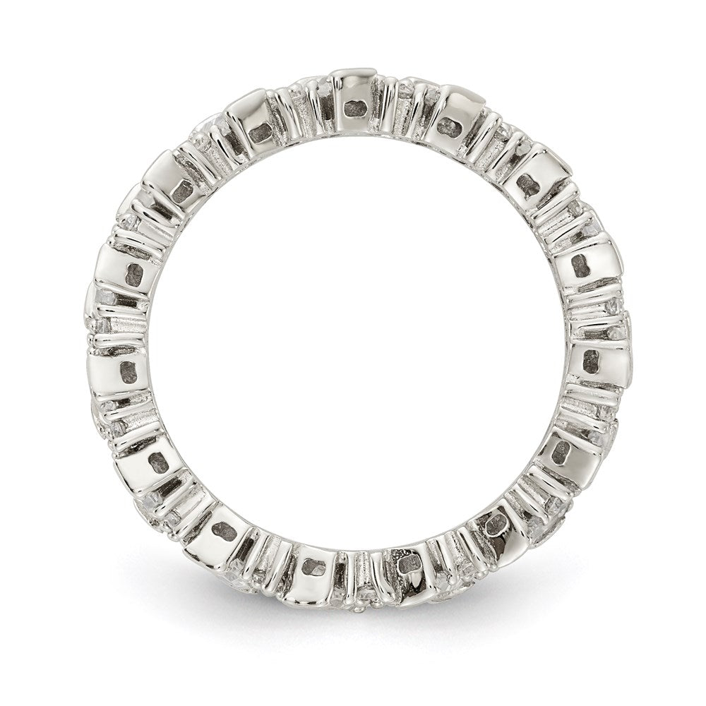 Sterling Silver Shimmer Rhodium Plated 45 Stone Cz Fancy Eternity Band