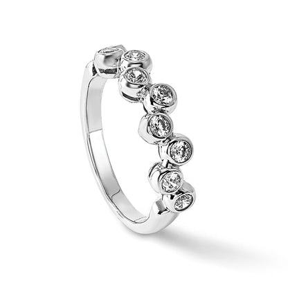 Sterling Silver Shimmer Rhodium Plated 9 Stone Cz Ring (Size 6 Only)