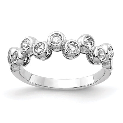 Sterling Silver Shimmer Rhodium Plated 9 Stone Cz Ring (Size 6 Only)
