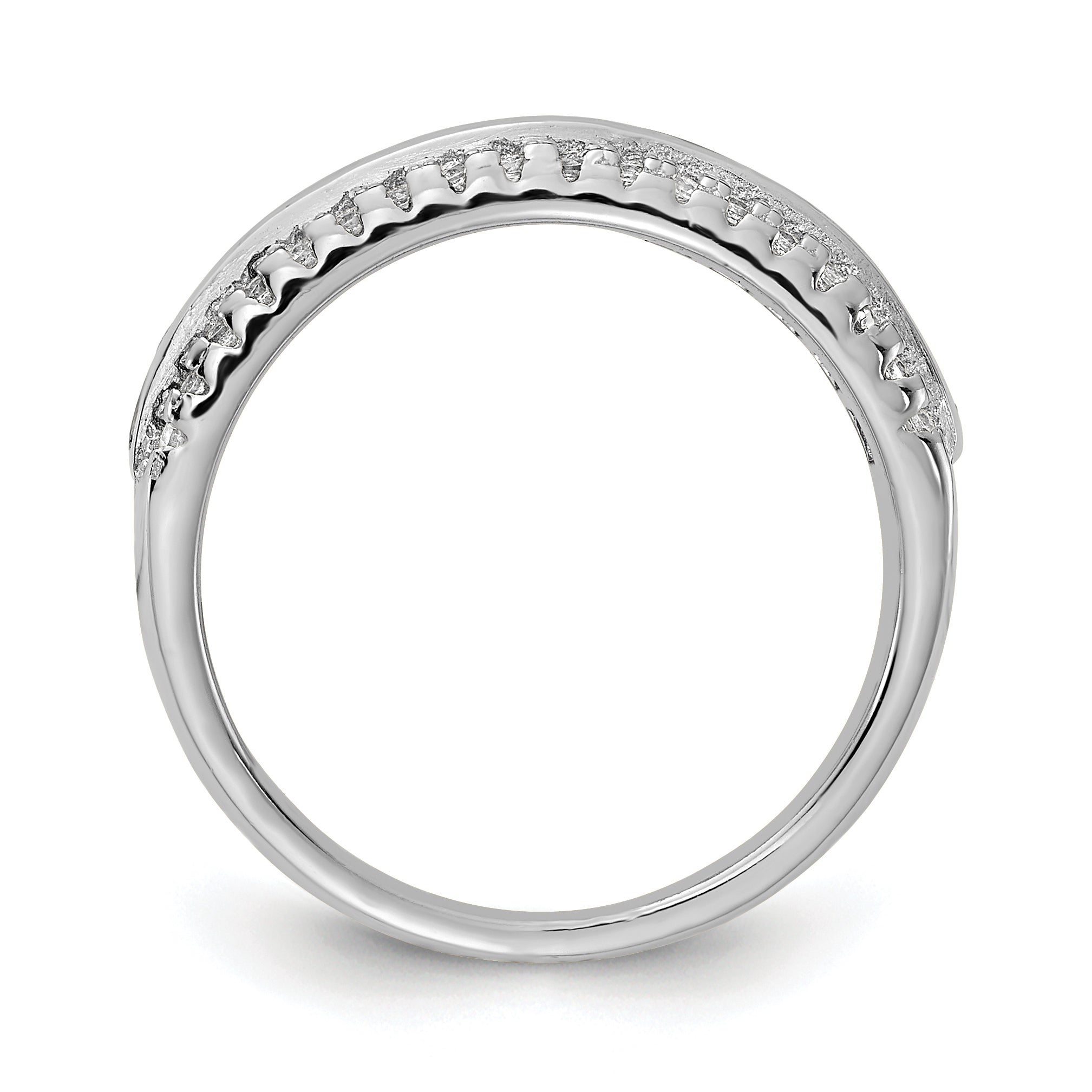 Sterling Silver Prizma Rhodium Plated Channel Set Colorful And White Cz Ring