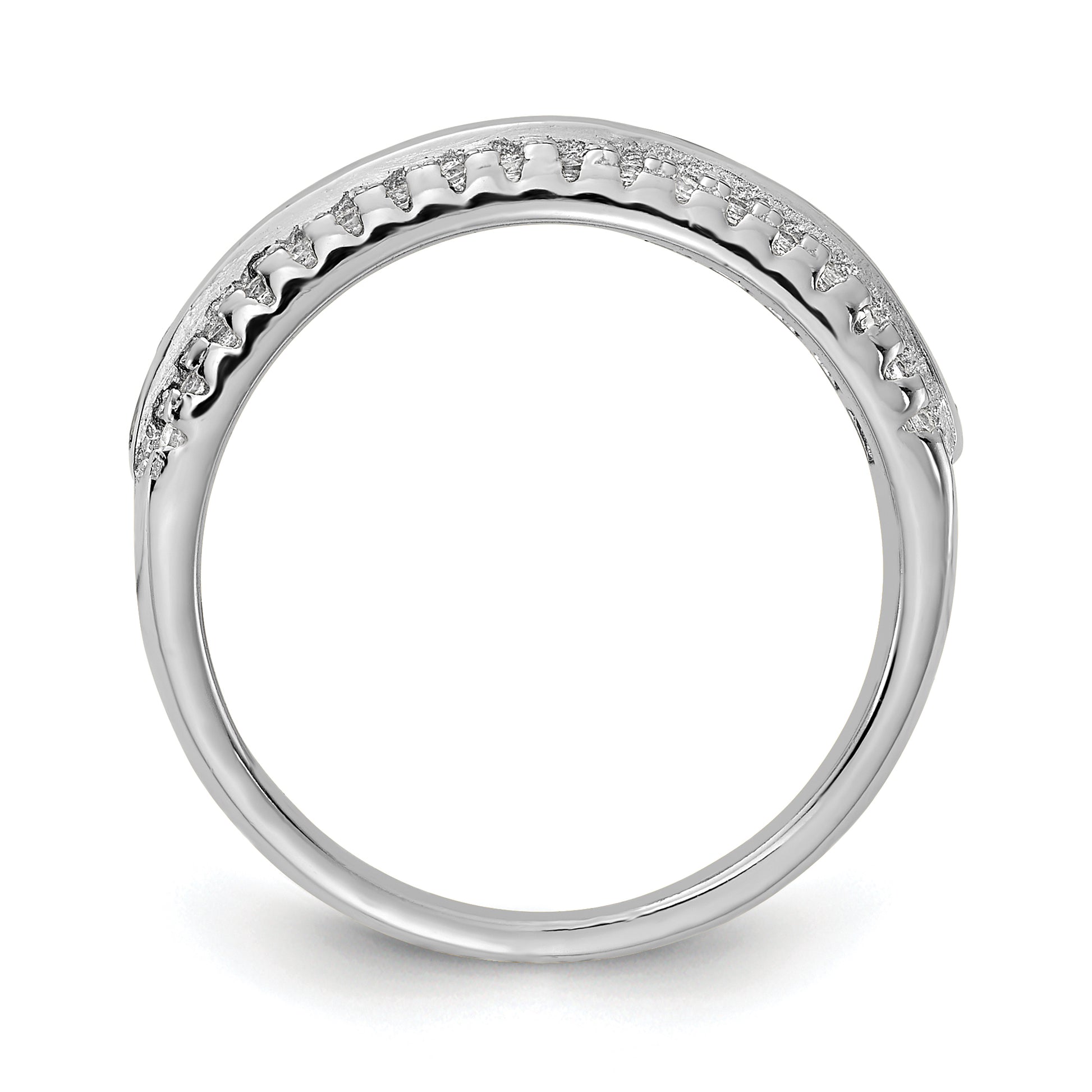 Sterling Silver Prizma Rhodium Plated Channel Set Colorful And White Cz Ring