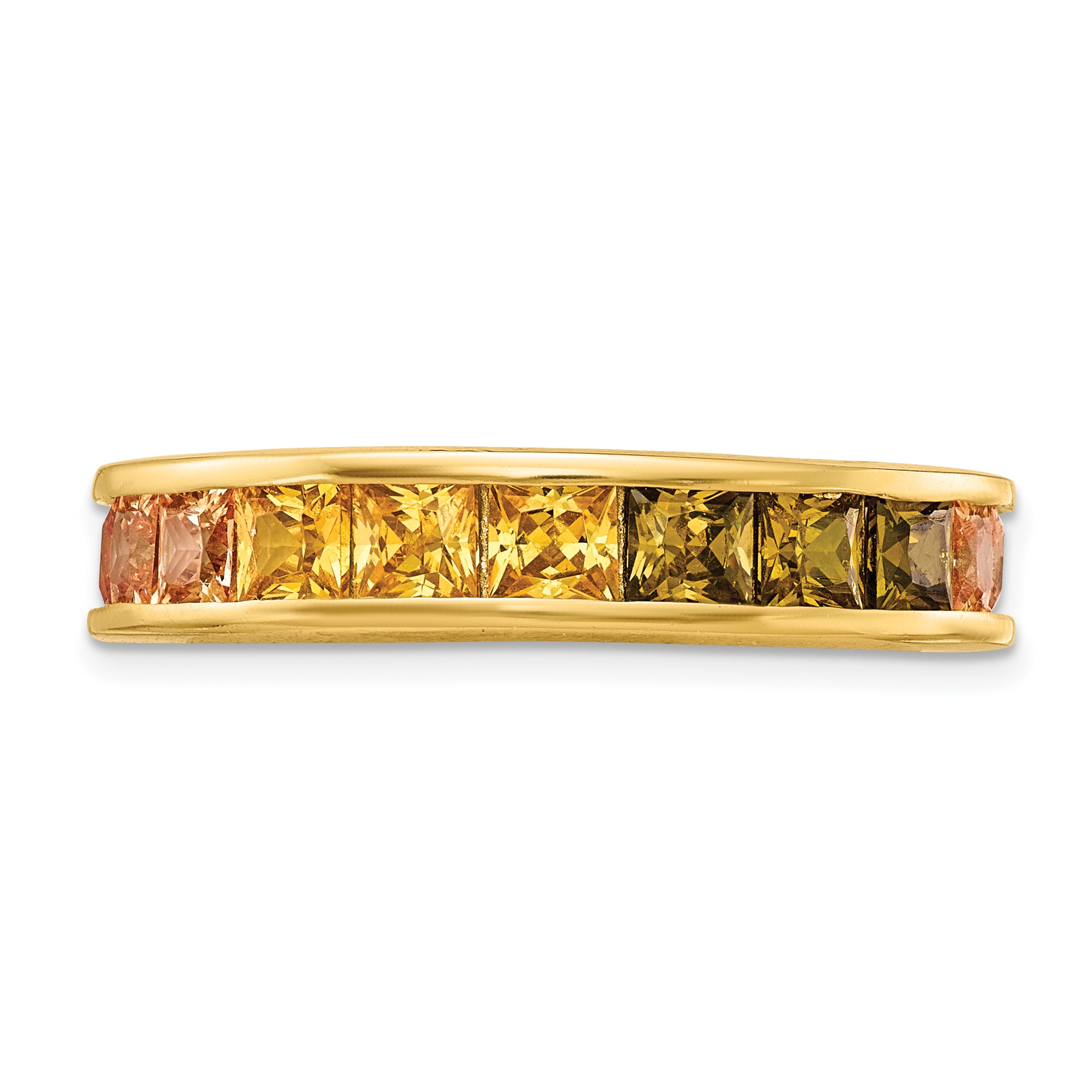 Sterling Silver Prizma Gold Tone 14K Flash Plated Channel Set Colorful Cz Eternity Band Ring (Size 6 Only)
