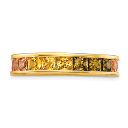 Sterling Silver Prizma Gold Tone 14K Flash Plated Channel Set Colorful Cz Eternity Band Ring (Size 6 Only)