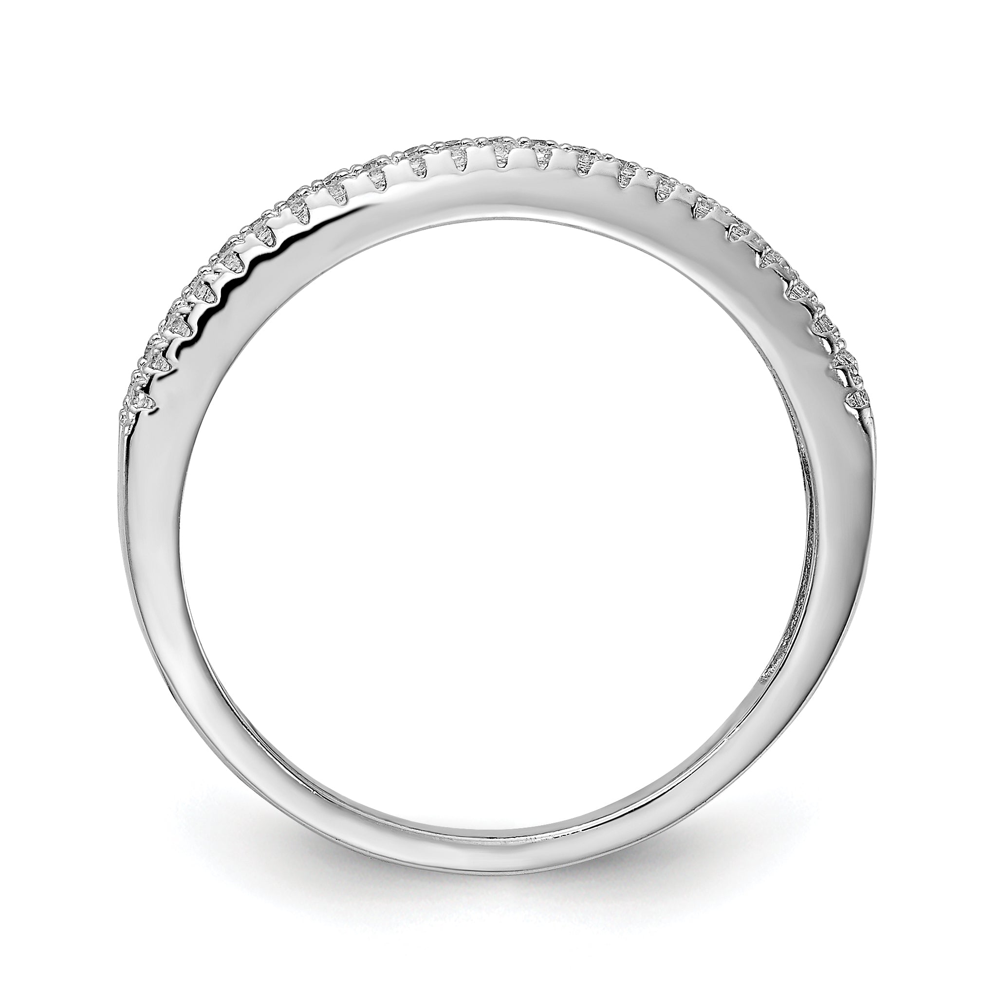 Sterling Silver Prizma Rhodium Plated Princess White And Colorful Channel Set Cz Ring