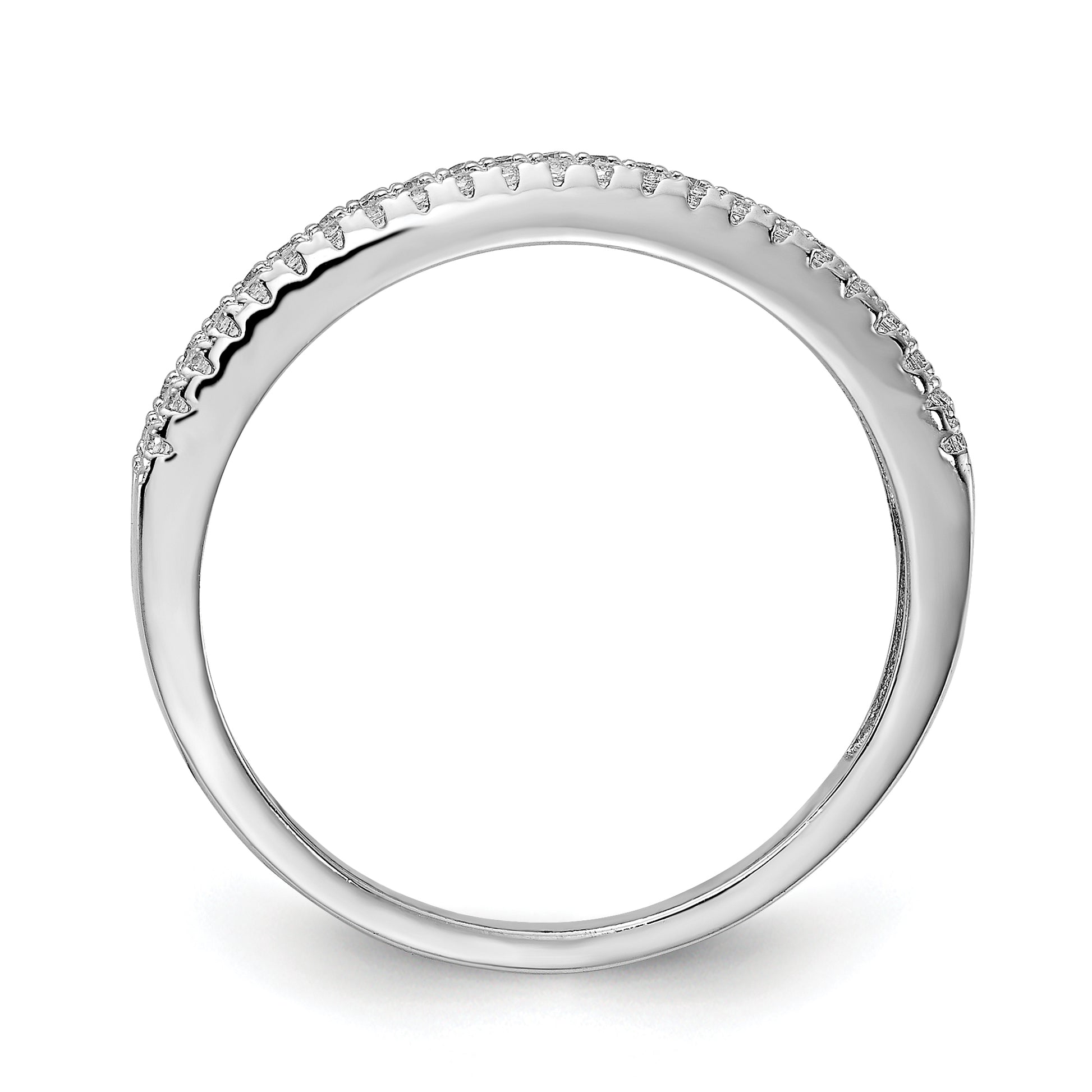 Sterling Silver Prizma Rhodium Plated Princess White And Colorful Channel Set Cz Ring